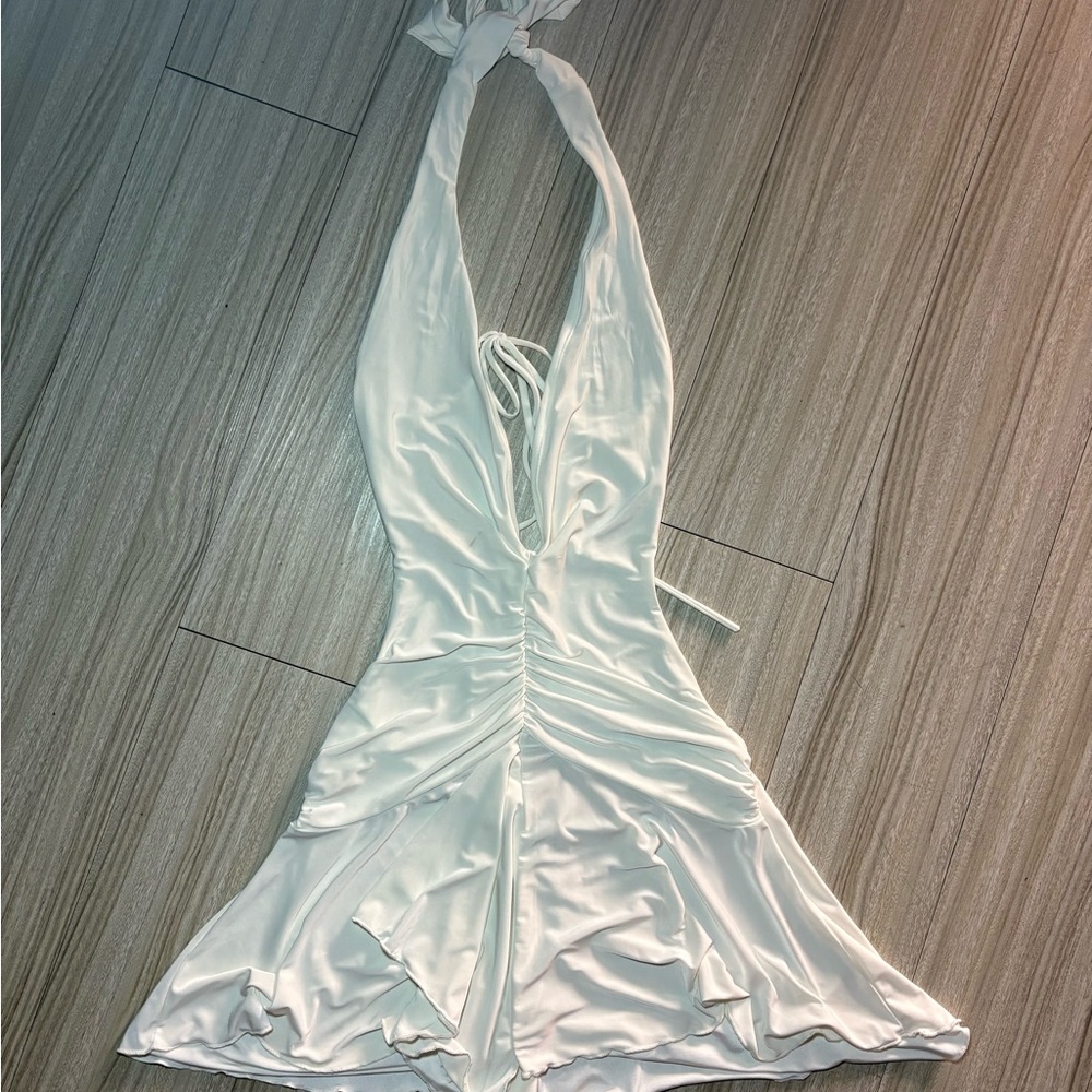 Elegant White Halter Dress